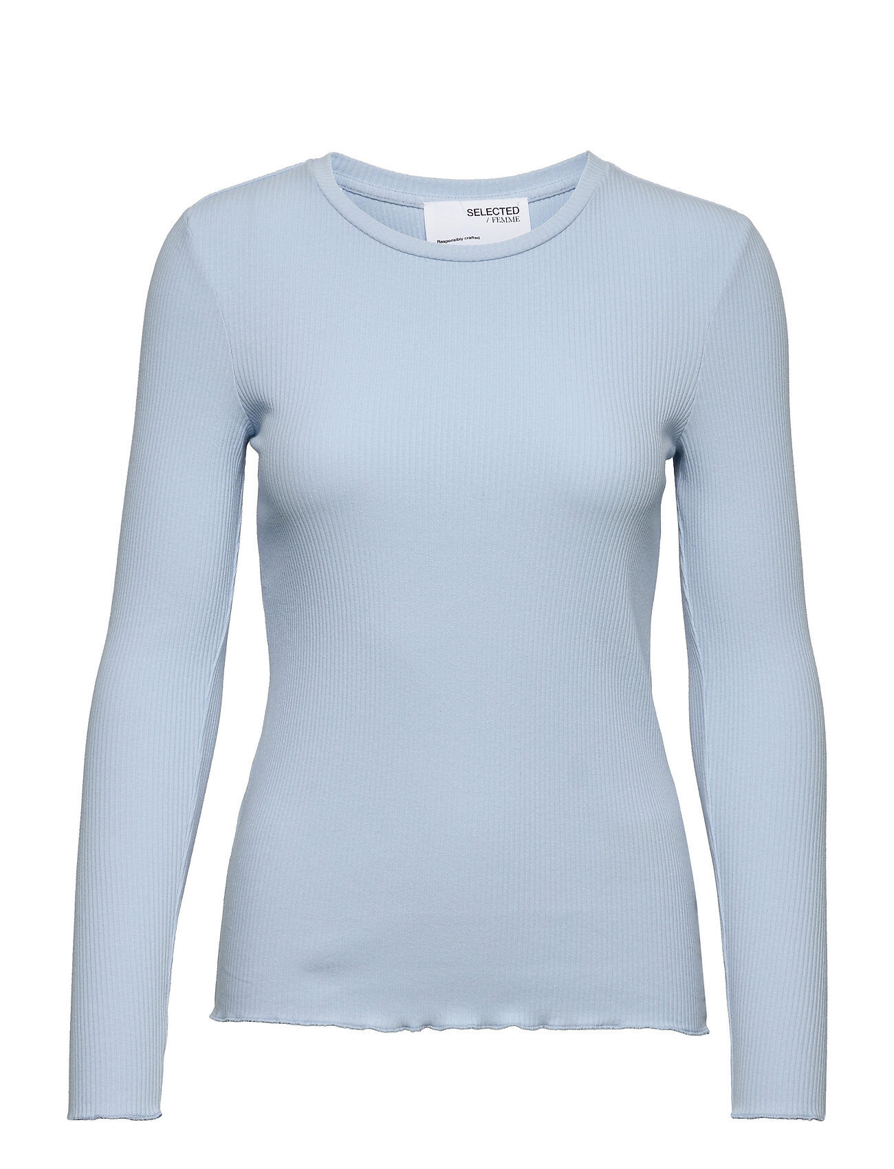 Selected Femme Slfanna Ls Crew Neck Tee T-shirts & Tops Long-sleeved Blå Selected Femme