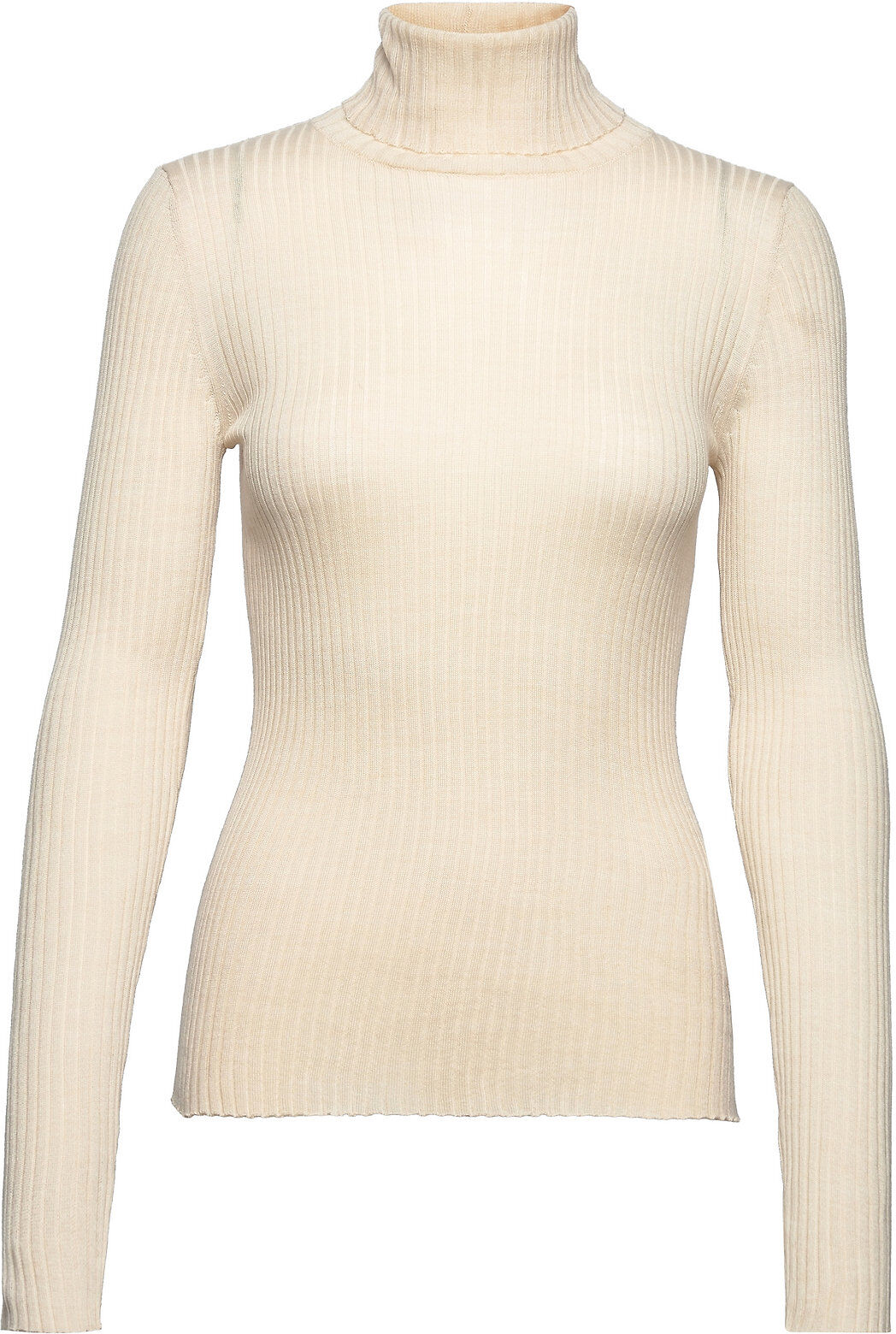 Selected Femme Slfcostina Ls Knit Rib Rollneck Høyhalset Pologenser Beige Selected Femme