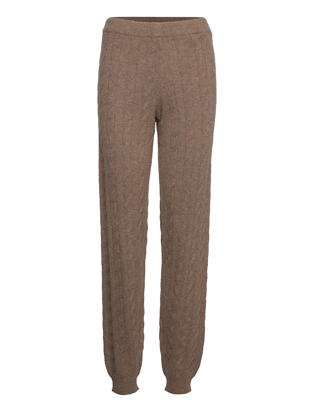 Selected Femme Slf Ansley Mw Cable Knit Pant B Joggebukser Pysjbukser Brun Selected Femme