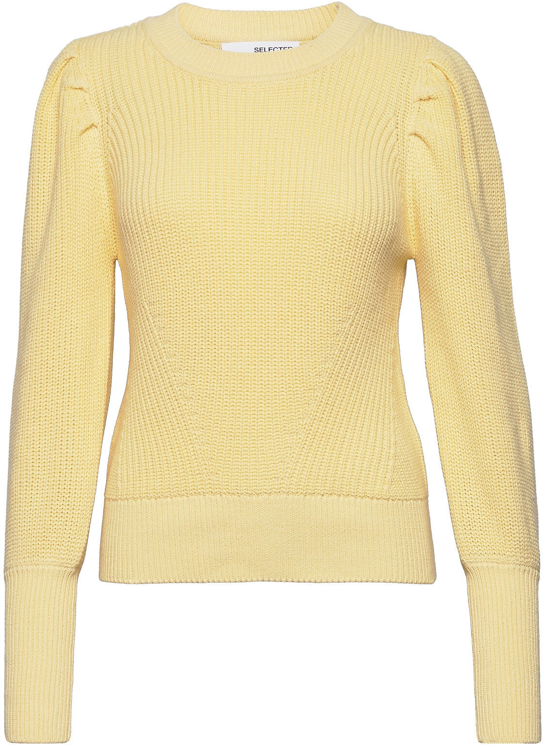 Selected Femme Slfember Ls Knit O-Neck M Pullover Gul Selected Femme