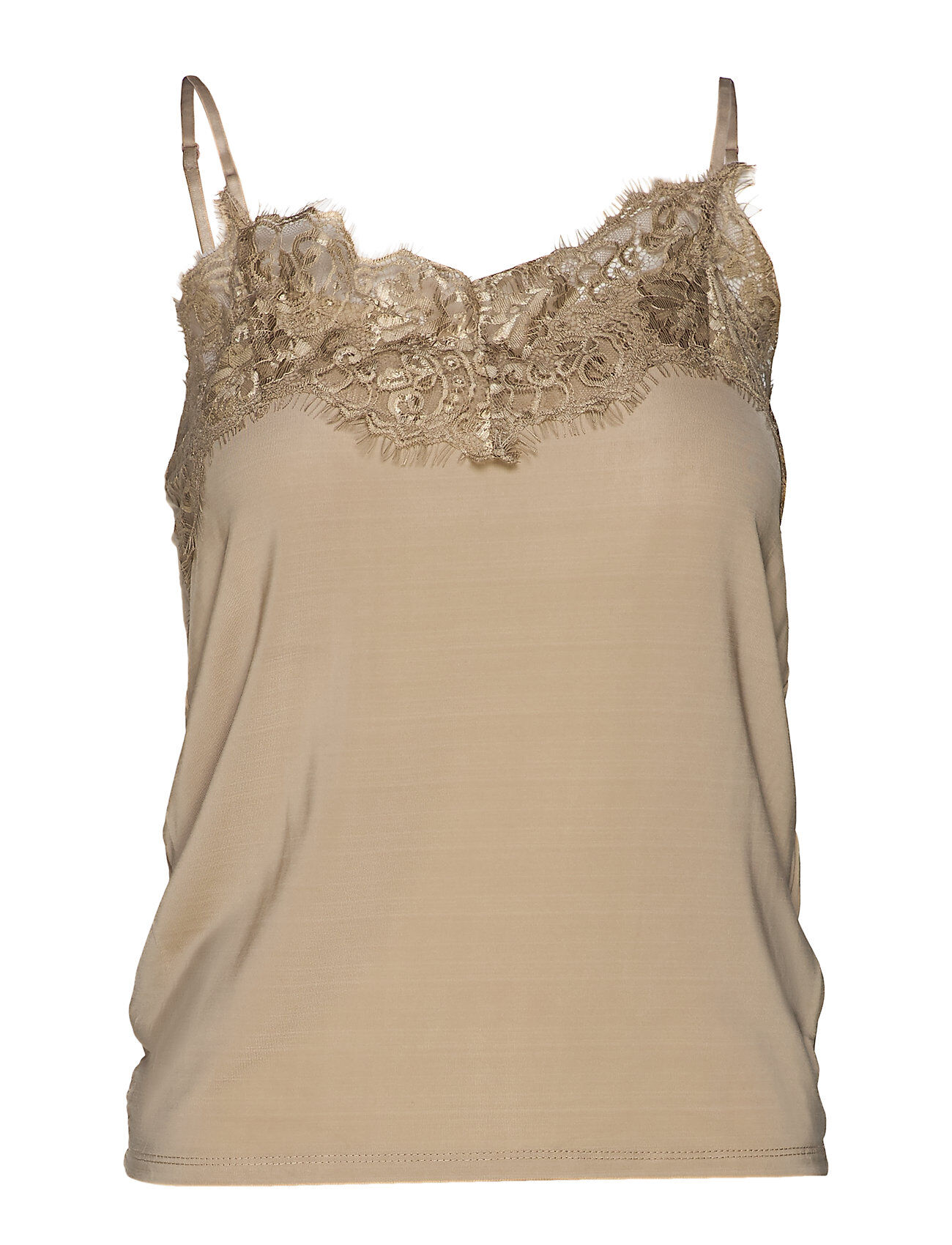 Soaked in Luxury Slclara Singlet T-shirts & Tops Sleeveless Beige Soaked In Luxury