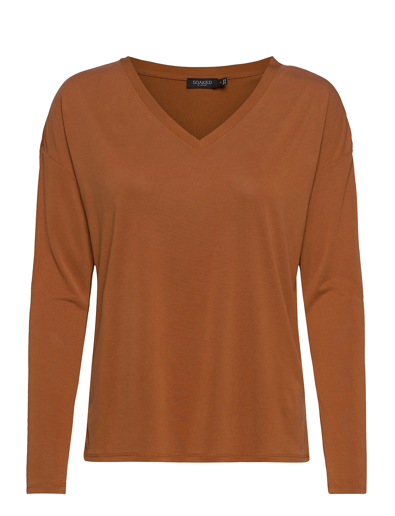 Soaked in Luxury Slcolumbine V-Neck Ls T-shirts & Tops Long-sleeved Brun Soaked In Luxury