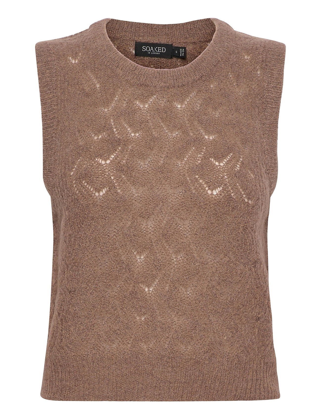 Soaked in Luxury Sltuesday Pointa Vest Vests Knitted Vests Beige Soaked In Luxury