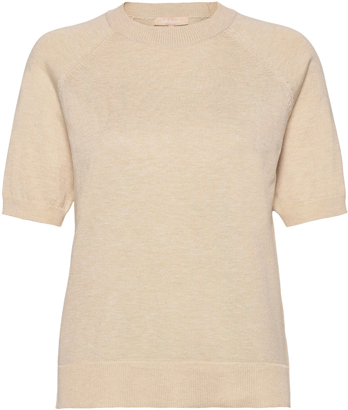 Soft Rebels Srmarla Ss O-Neck Knit Pullover Beige Soft Rebels