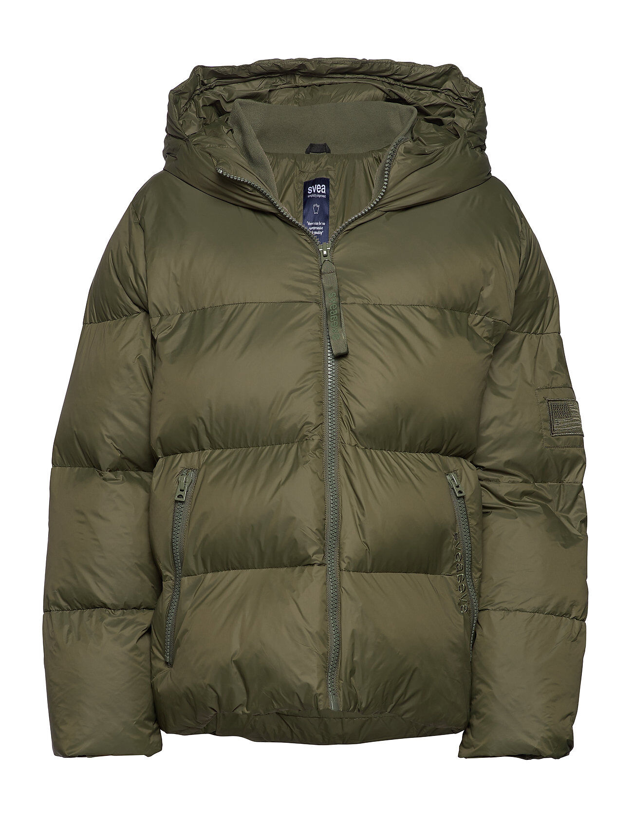 Svea Short Padded Hood Jacket Fôret Jakke Grønn Svea