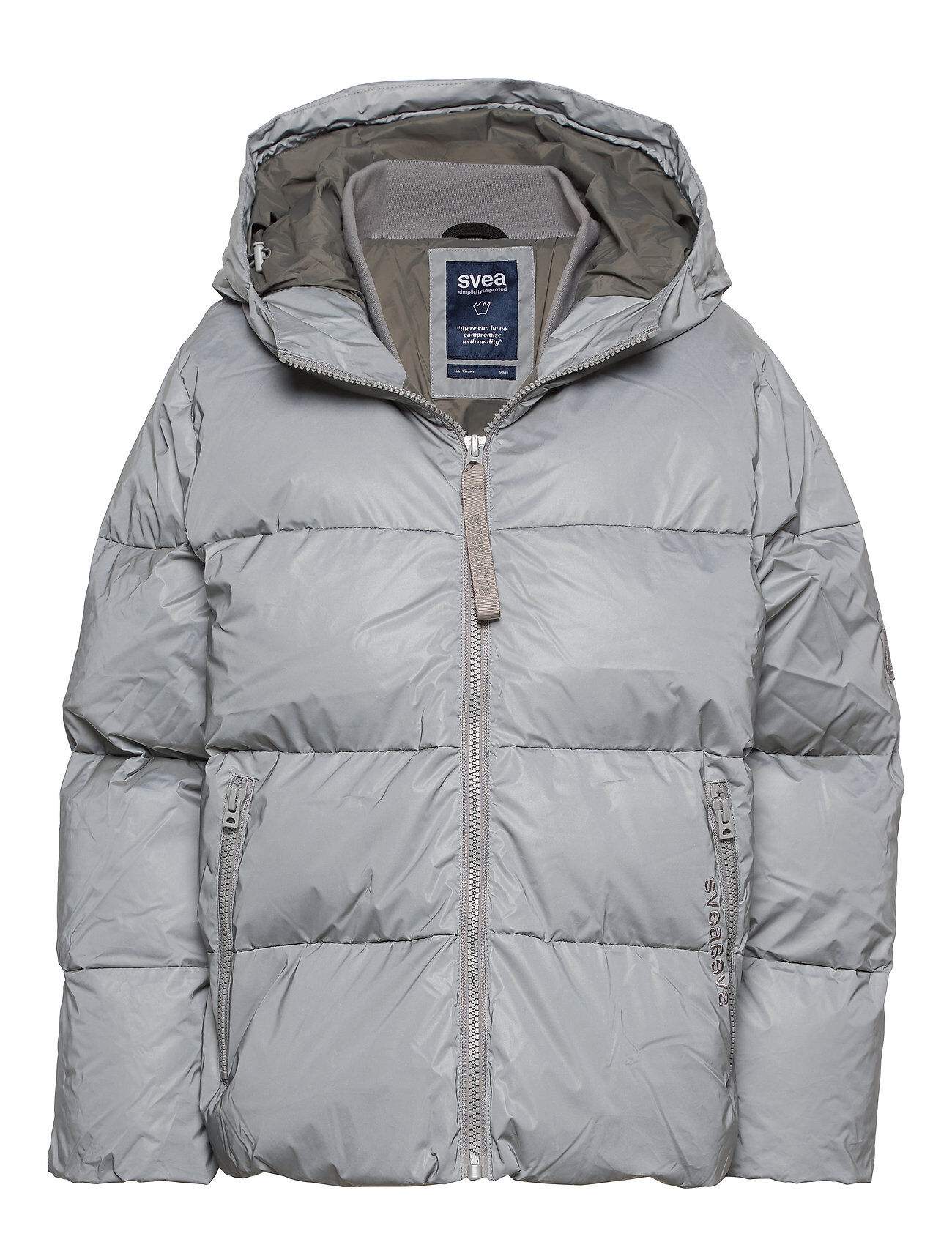 Svea Short Padded Hood Jacket Fôret Jakke Grå Svea