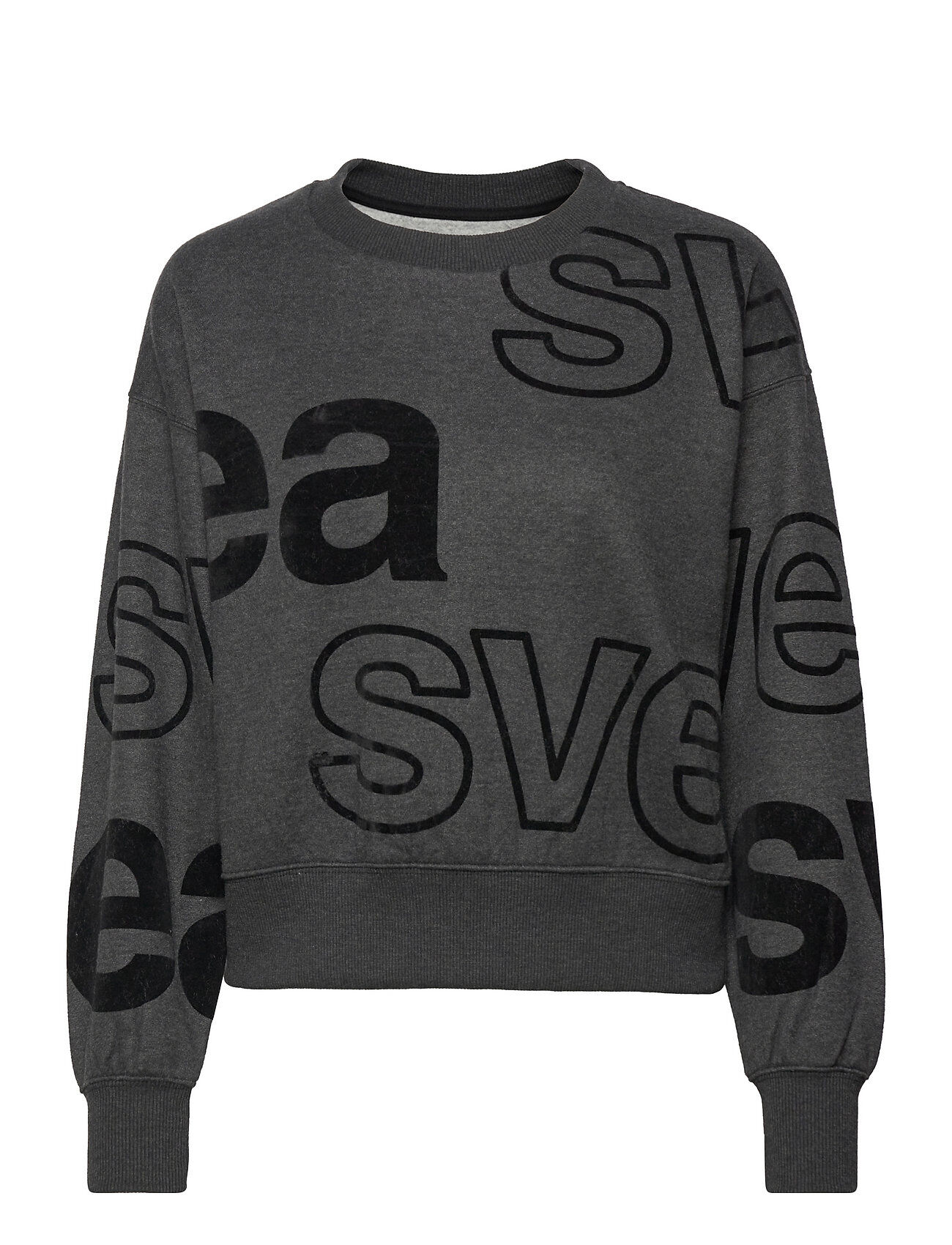 Svea W. All Over Flockprint Crew Sweat-shirt Genser Svart Svea