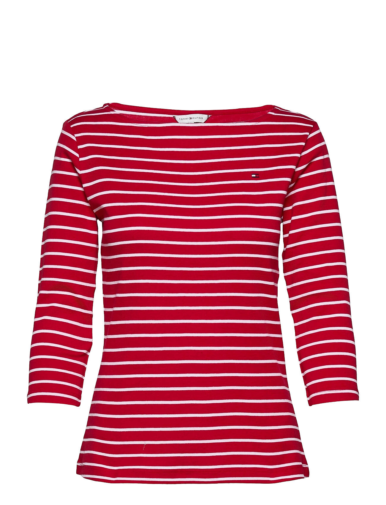 Tommy Hilfiger Sp Slim Stp Boat-Nk Top 3/4 Slv T-shirts & Tops Long-sleeved Rød Tommy Hilfiger