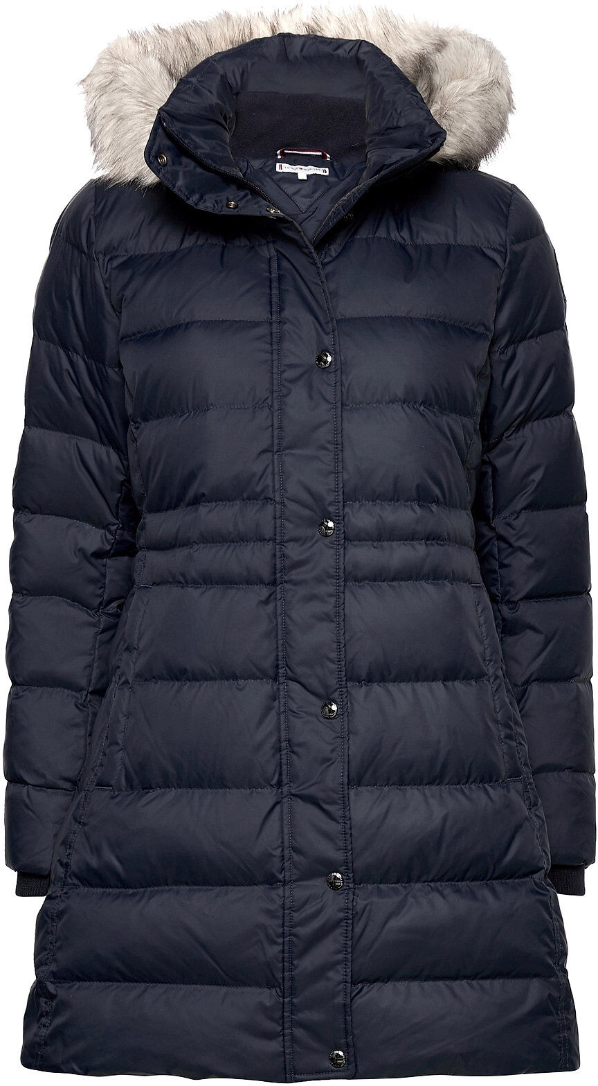 Tommy Hilfiger Th Ess Tyra Down Coat With Fur Fôret Kåpe Blå Tommy Hilfiger