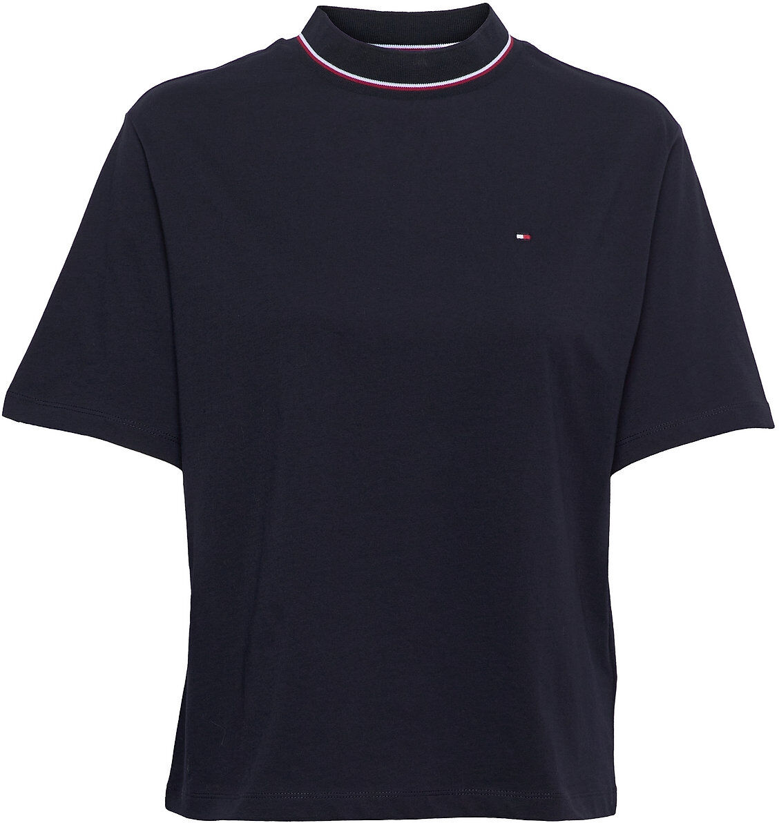 Tommy Hilfiger Relaxed Gbl Stp Mock-Nk Tee Ss T-shirts & Tops Short-sleeved Svart Tommy Hilfiger