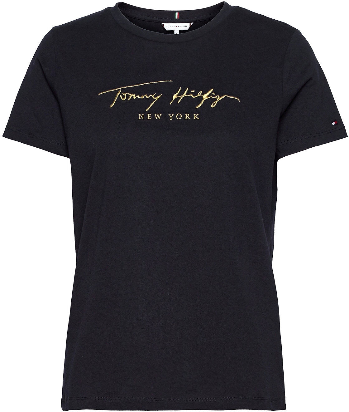 Tommy Hilfiger Reg Lurex Emb C-Nk Tee Ss T-shirts & Tops Short-sleeved Blå Tommy Hilfiger