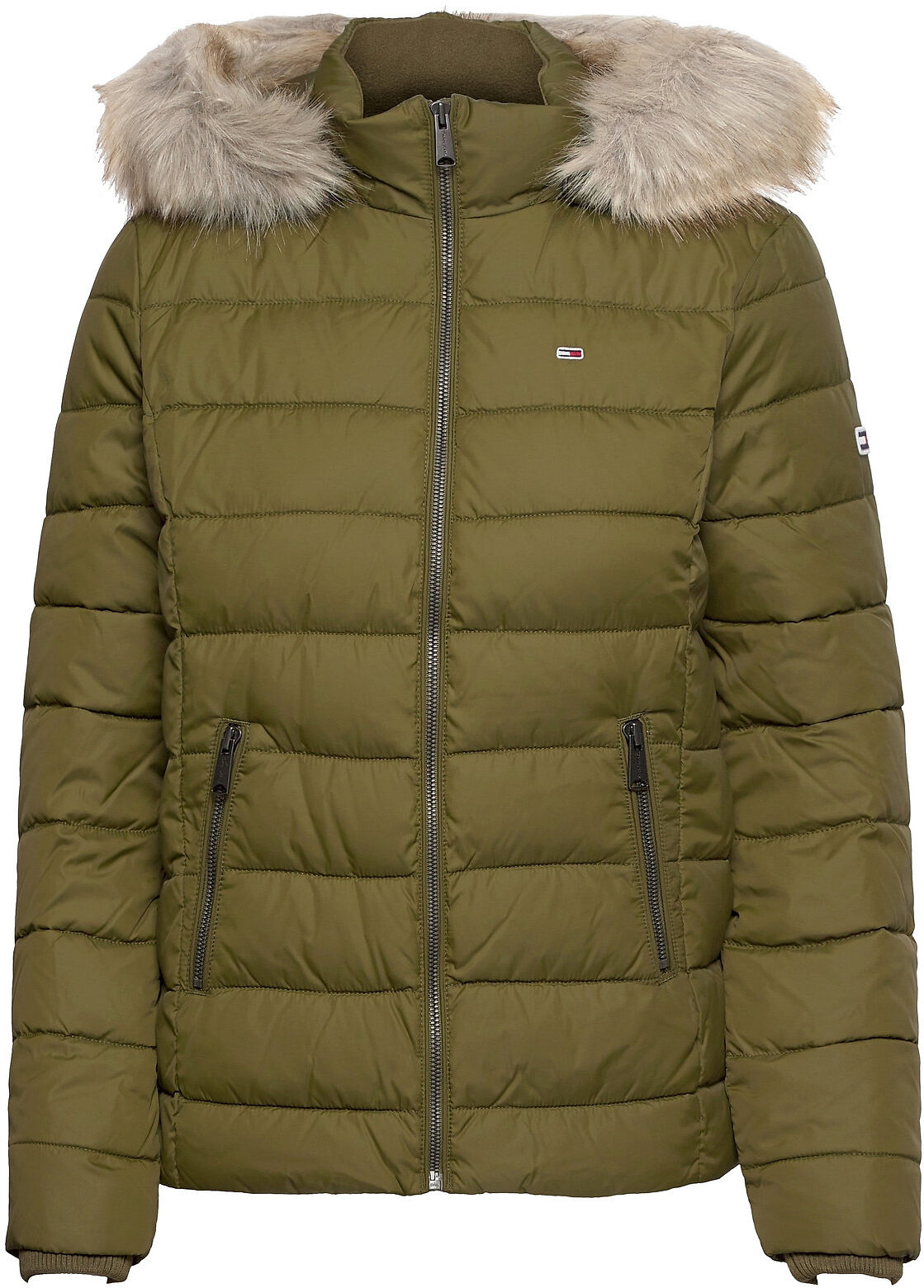 Tommy Jeans Tjw Essential Hooded Jacket Fôret Jakke Grønn Tommy Jeans