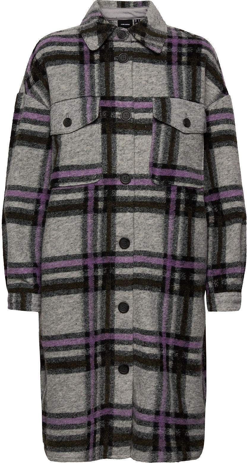 Vero Moda Vmchrissie Long Check Shirt Ga Overshirts Grå Vero Moda