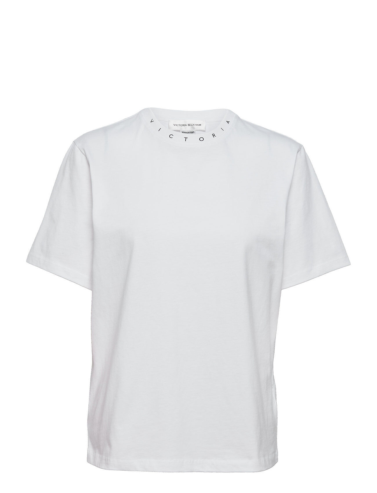Victoria Beckham Logo Rib Tee T-shirts & Tops Short-sleeved Hvit Victoria Beckham
