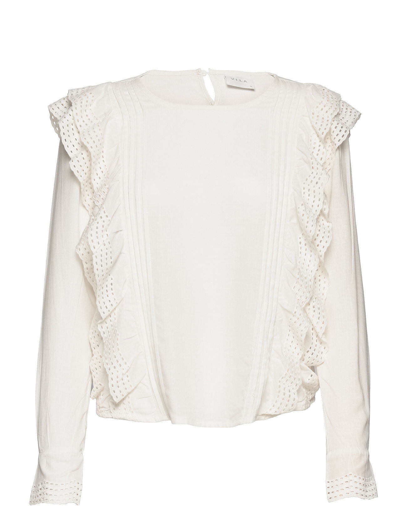 Vila Viomini O-Neck L/S Top Bluse Langermet Hvit Vila