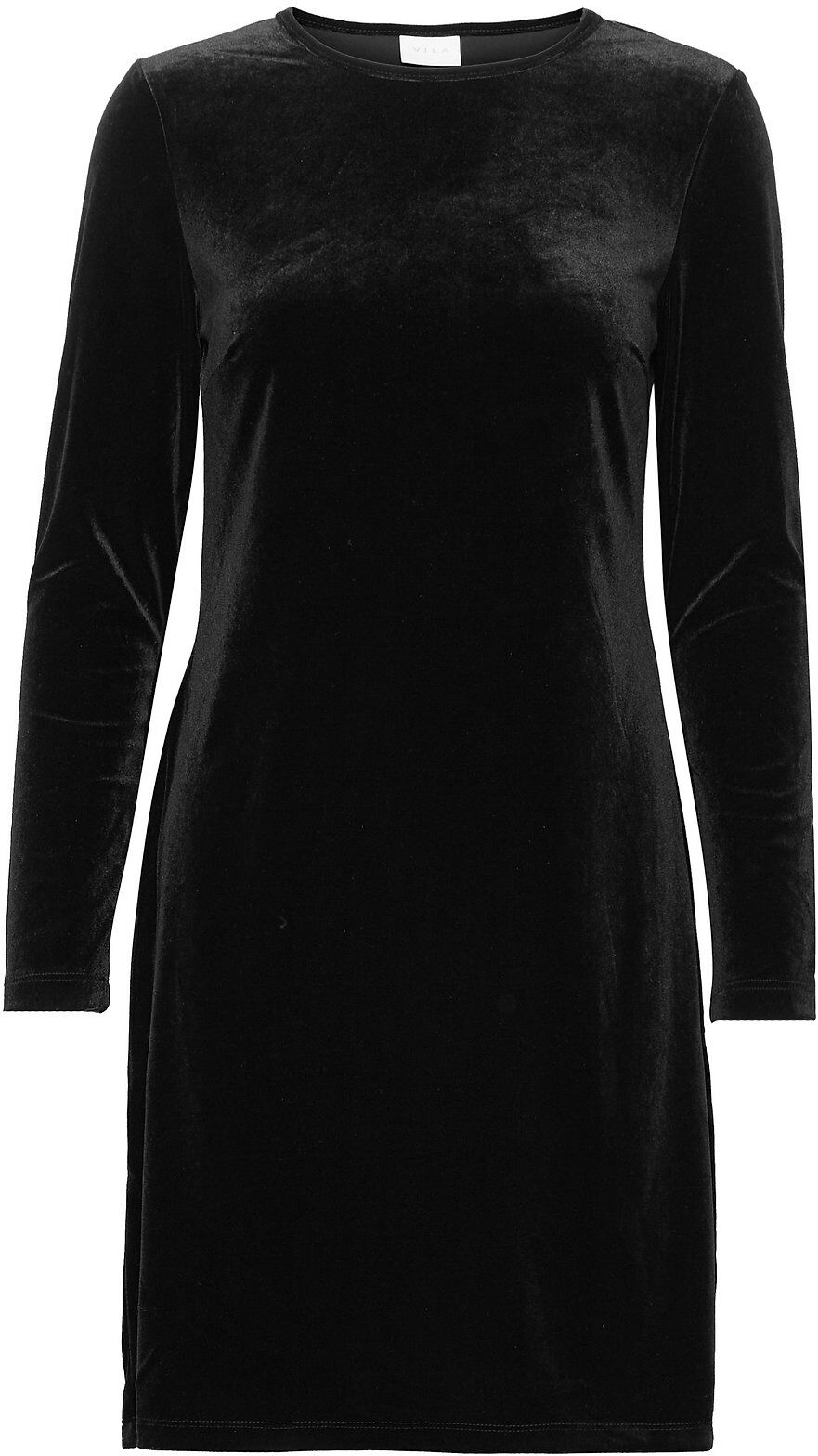 Vila Vielizabeth Velvet O-Neck L/S Dress/Dc Kort Kjole Svart Vila