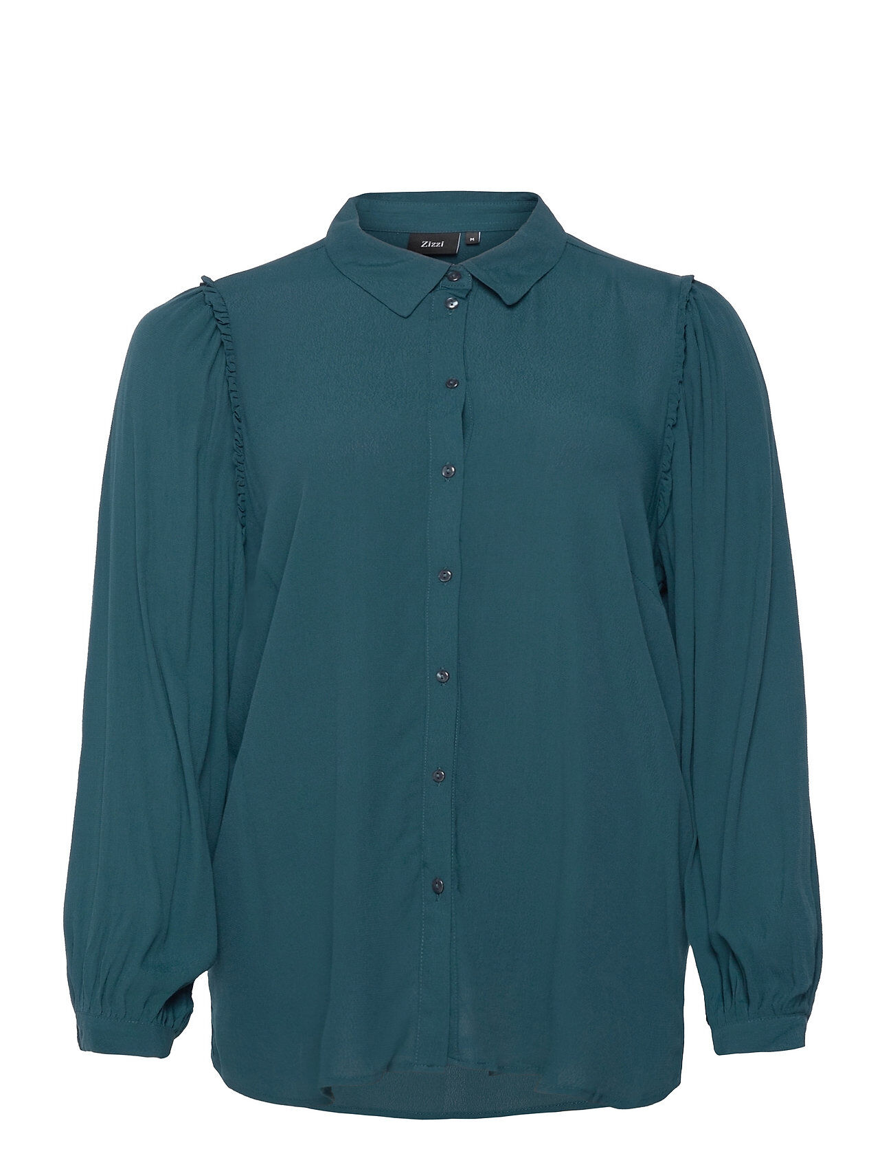 Zizzi Mcarola, L/S, Shirt Langermet Skjorte Blå Zizzi