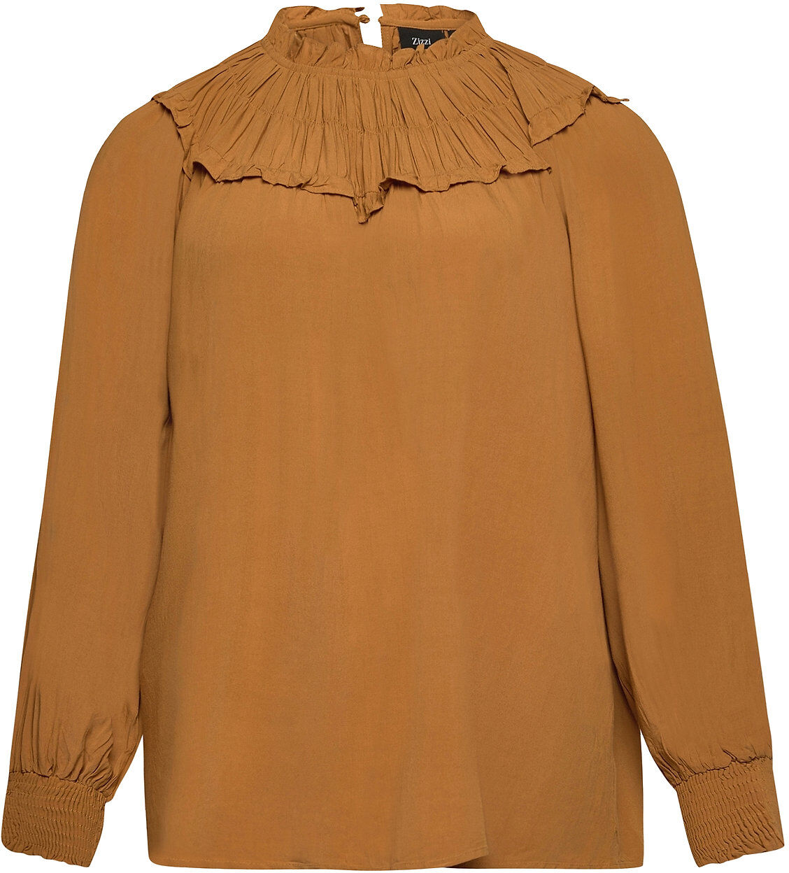 Zizzi Blouse Long Sleeves Plus Smock Bluse Langermet Oransje Zizzi