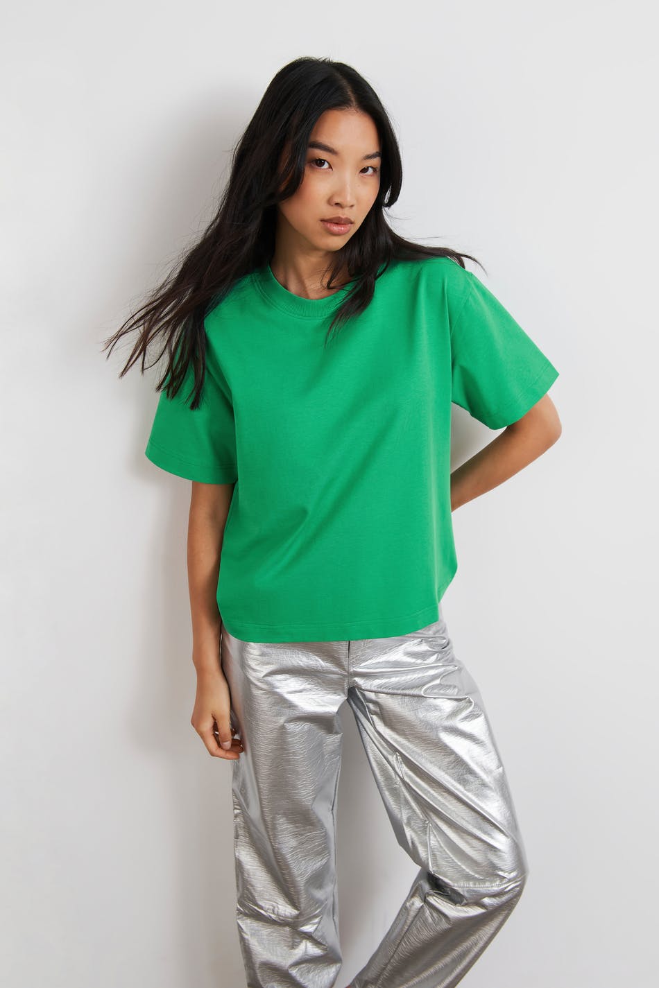 Gina Tricot Basic tee XS  Ming green (6953)