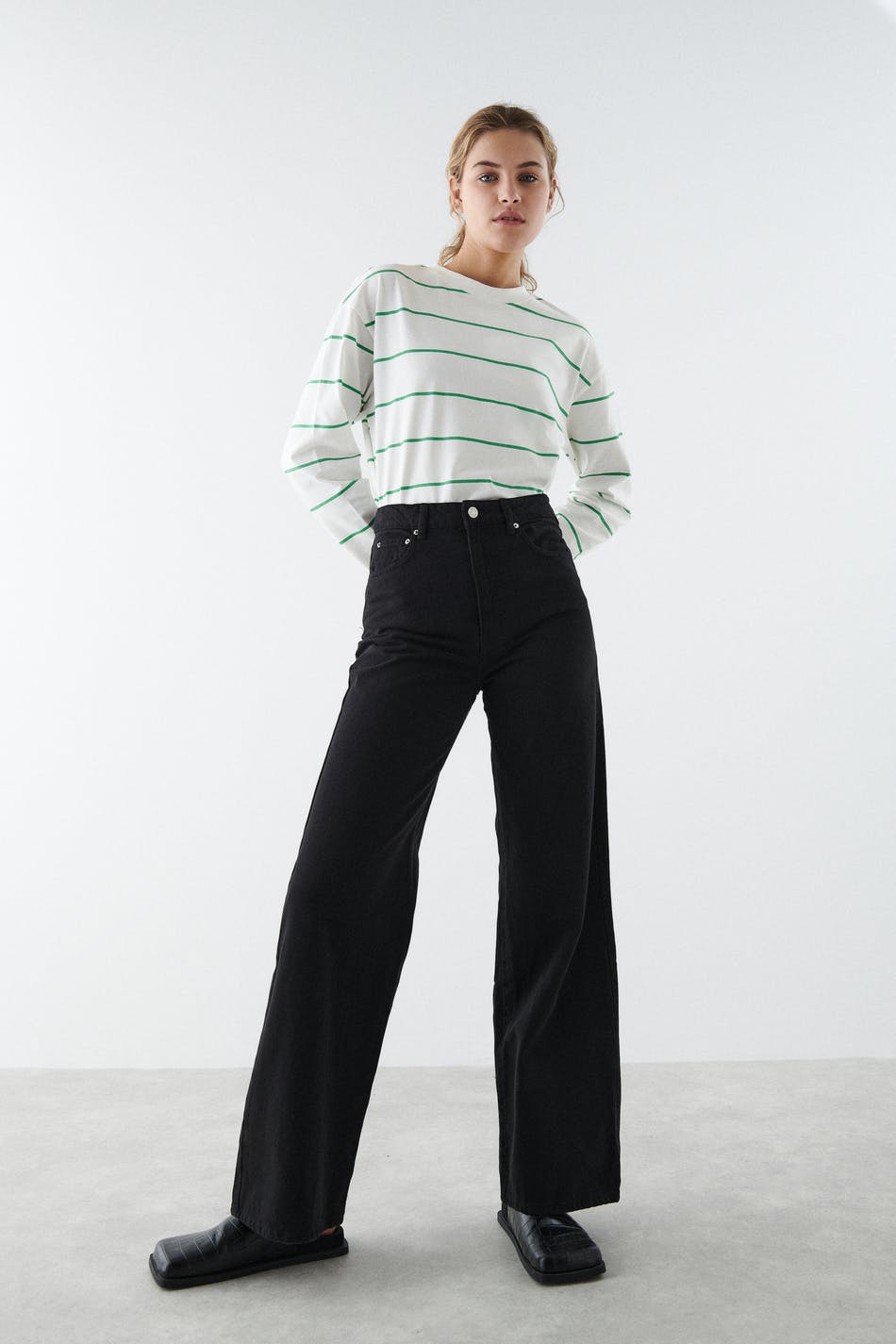 Gina Tricot Idun wide jeans 40  Black (9000)