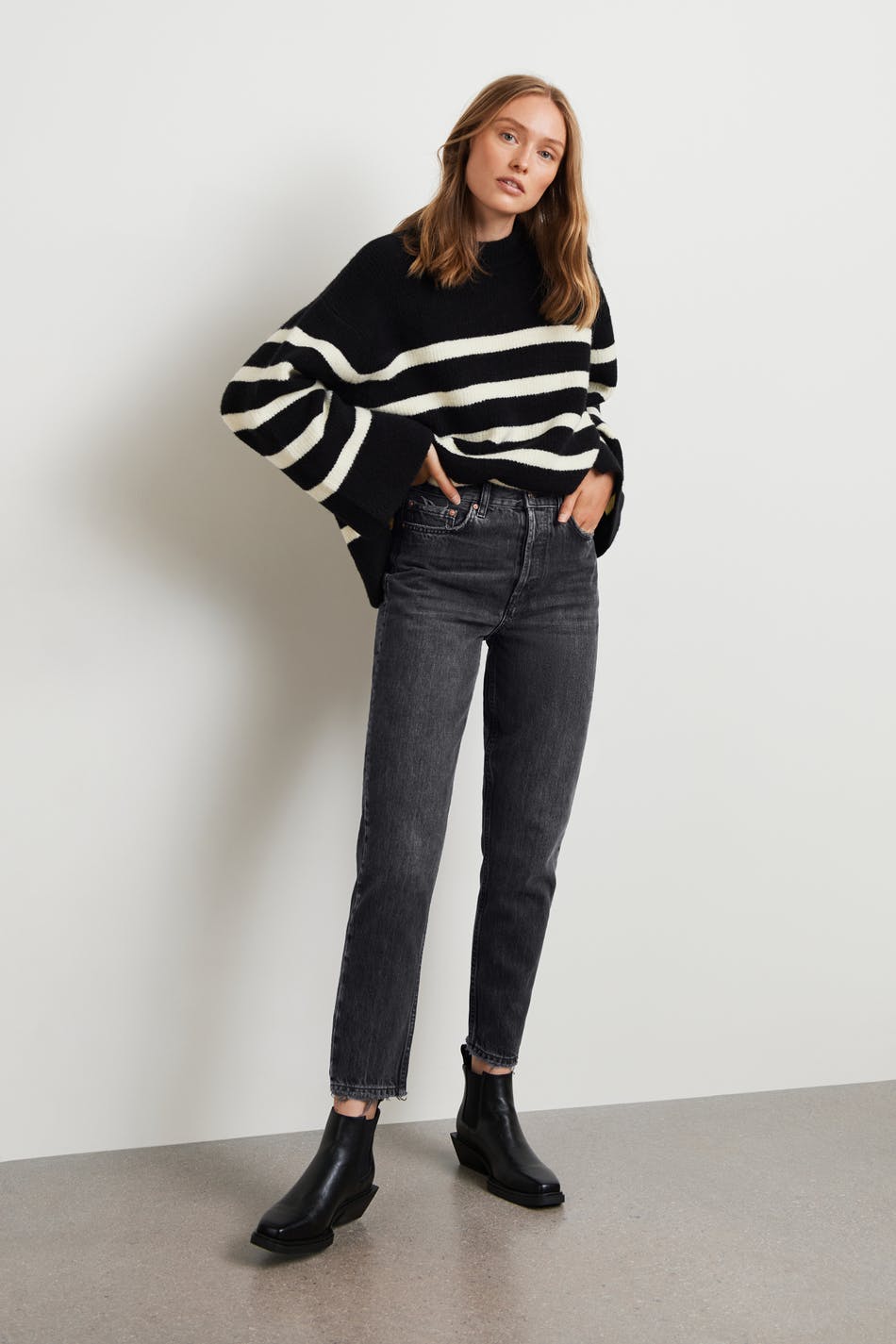 Gina Tricot Original straight jeans 34  Offblack