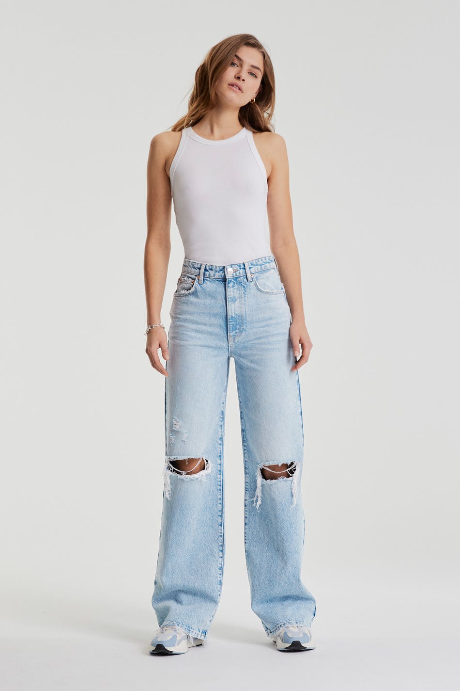 Gina Tricot Idun wide jeans 34  Bleach blue des (5077)