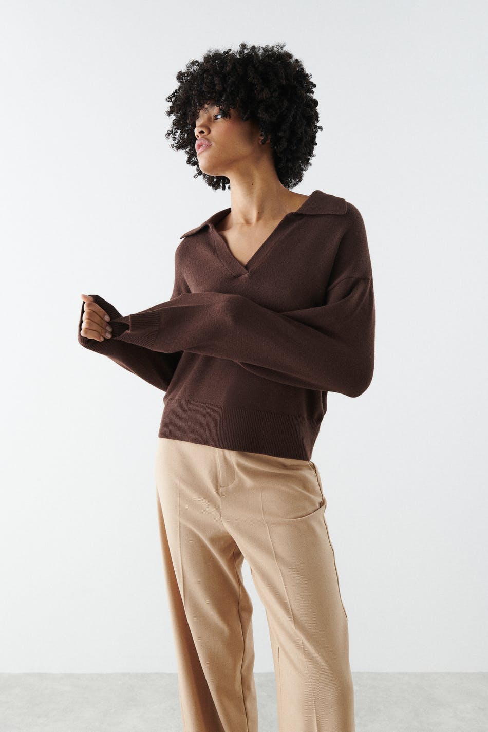 Gina Tricot Freya knitted sweater XL  Chicory coffe (7143)