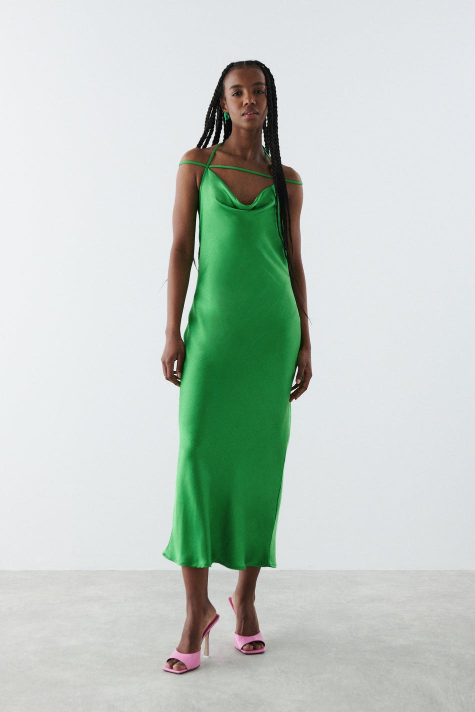 Gina Tricot Sanjana cowl neck dress 44  Green