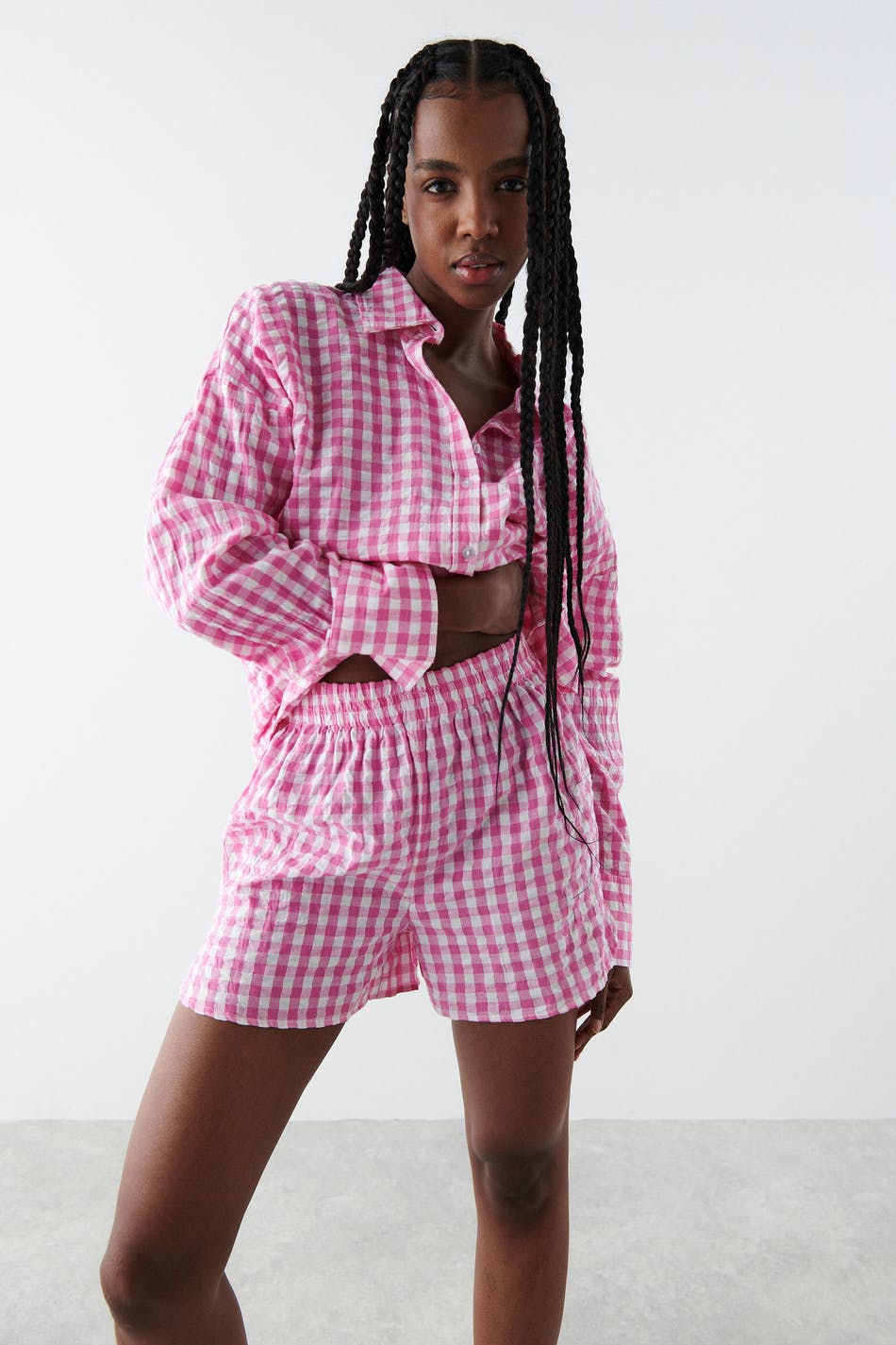 Gina Tricot Amanda pyjamas shorts S  Pink check (3803)