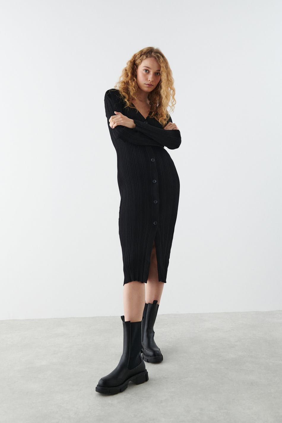 Gina Tricot Livia knitted dress M  Black (9000)