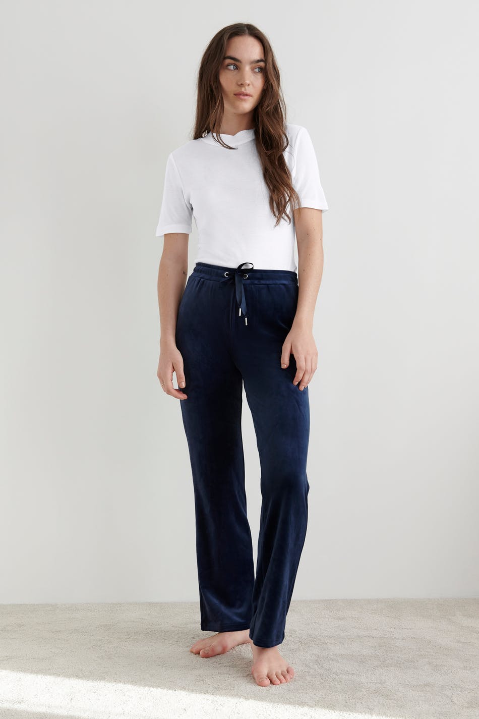 Gina Tricot Cecilia velour trousers L  Evening blue (5370)