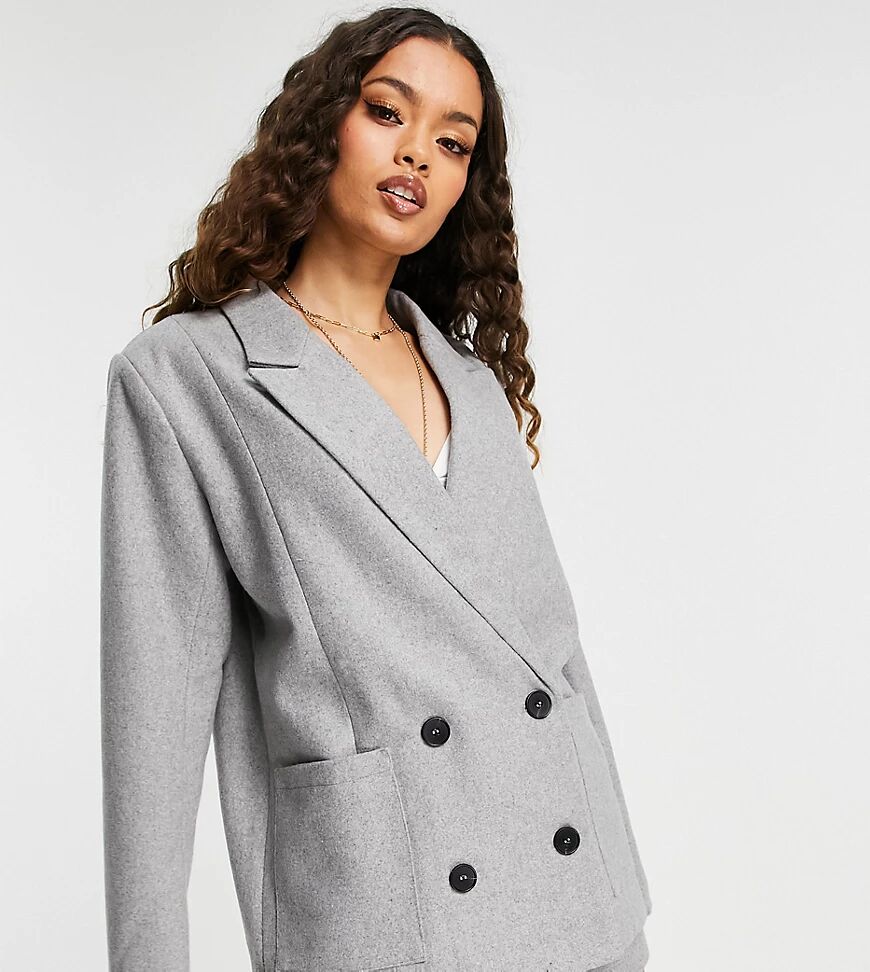 4th & Reckless Petite double breasted blazer co ord in grey  Grey