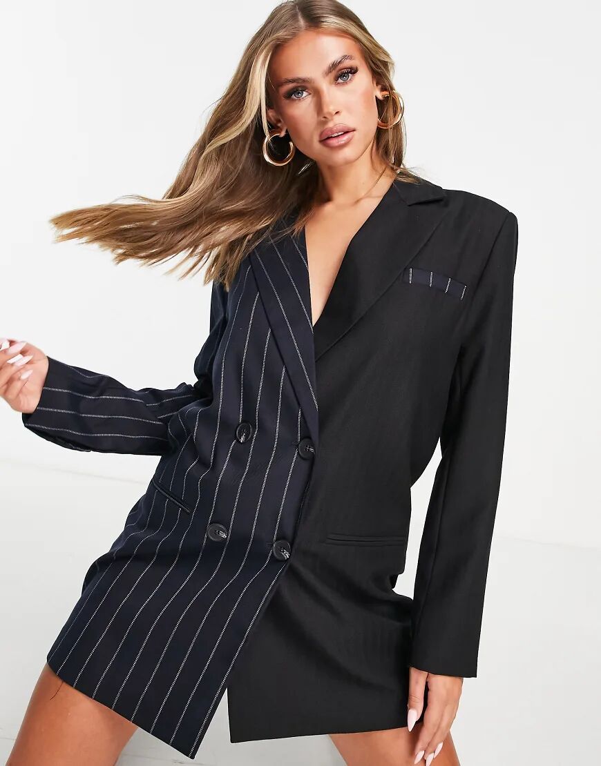 4th & Reckless pinstripe mix blazer dress in black  Black