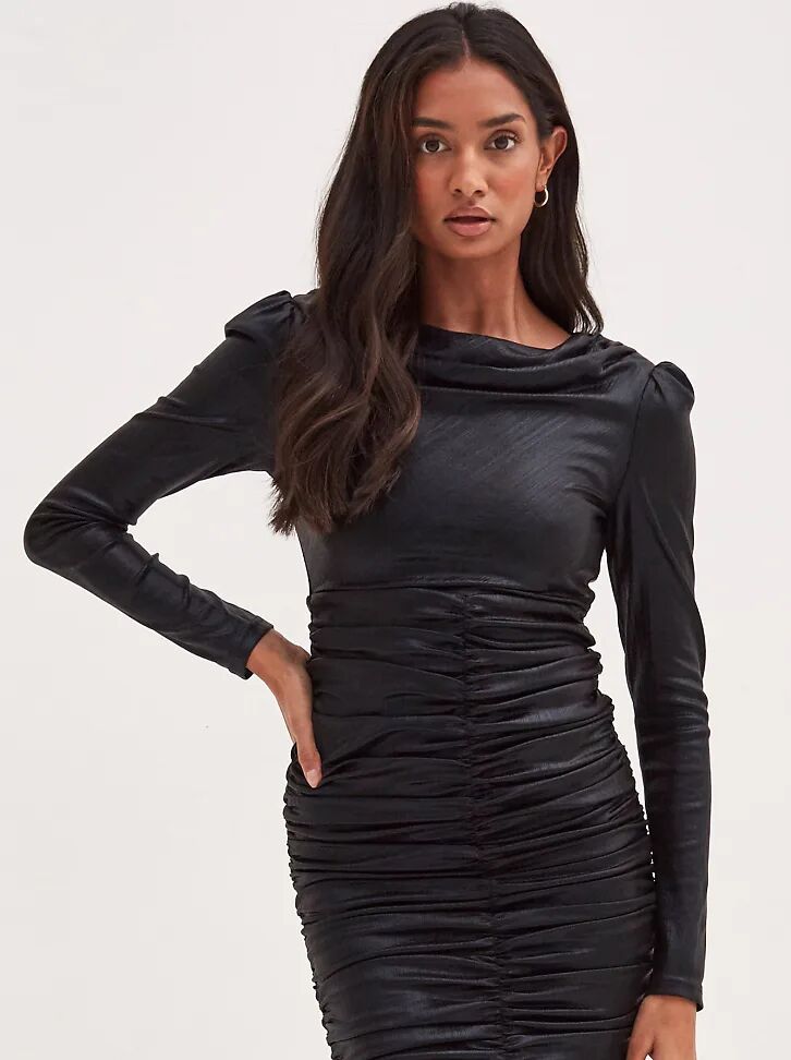 4th & Reckless Tall ruched detail mini dress in black  Black