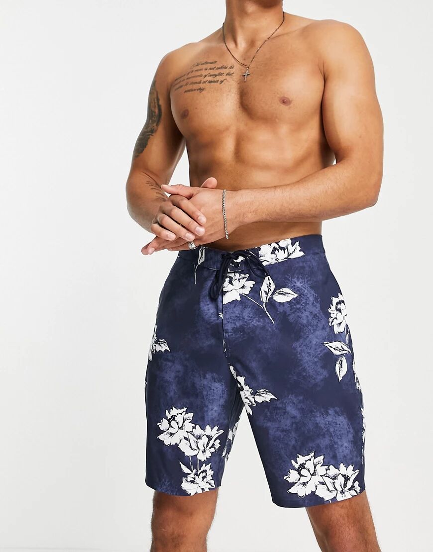 Abercrombie & Fitch 9 inch floral print board shorts in navy  Navy