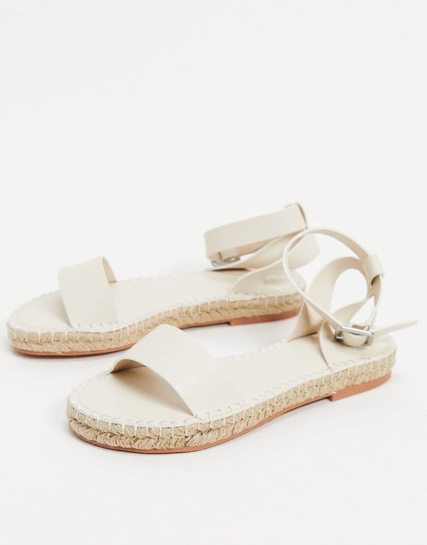 Abercrombie & Fitch espadrille ankle strap sandal in cream-White  White
