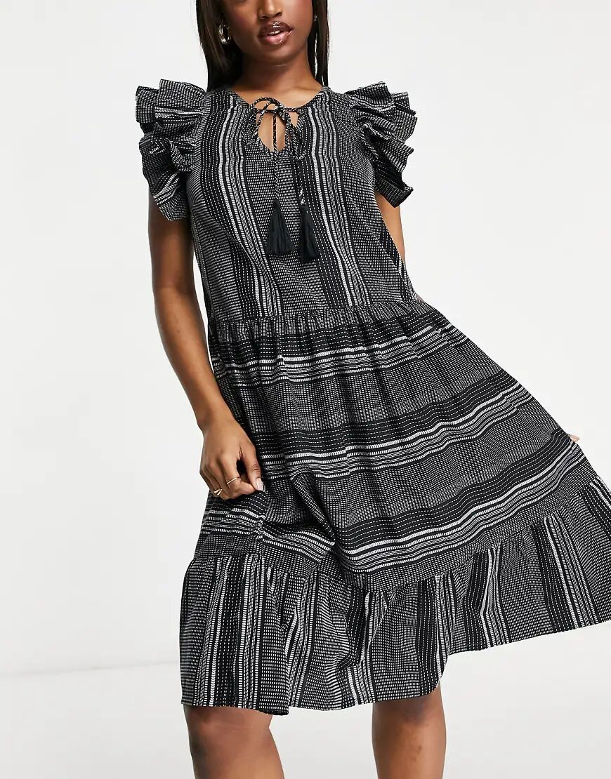 Accessorize statement shoulder beach dress in black  Black