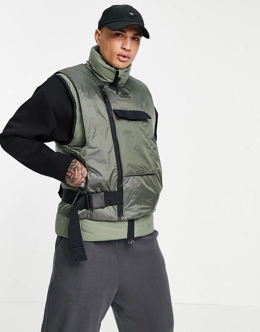 adidas COLD RDY down vest jacket in green  Green