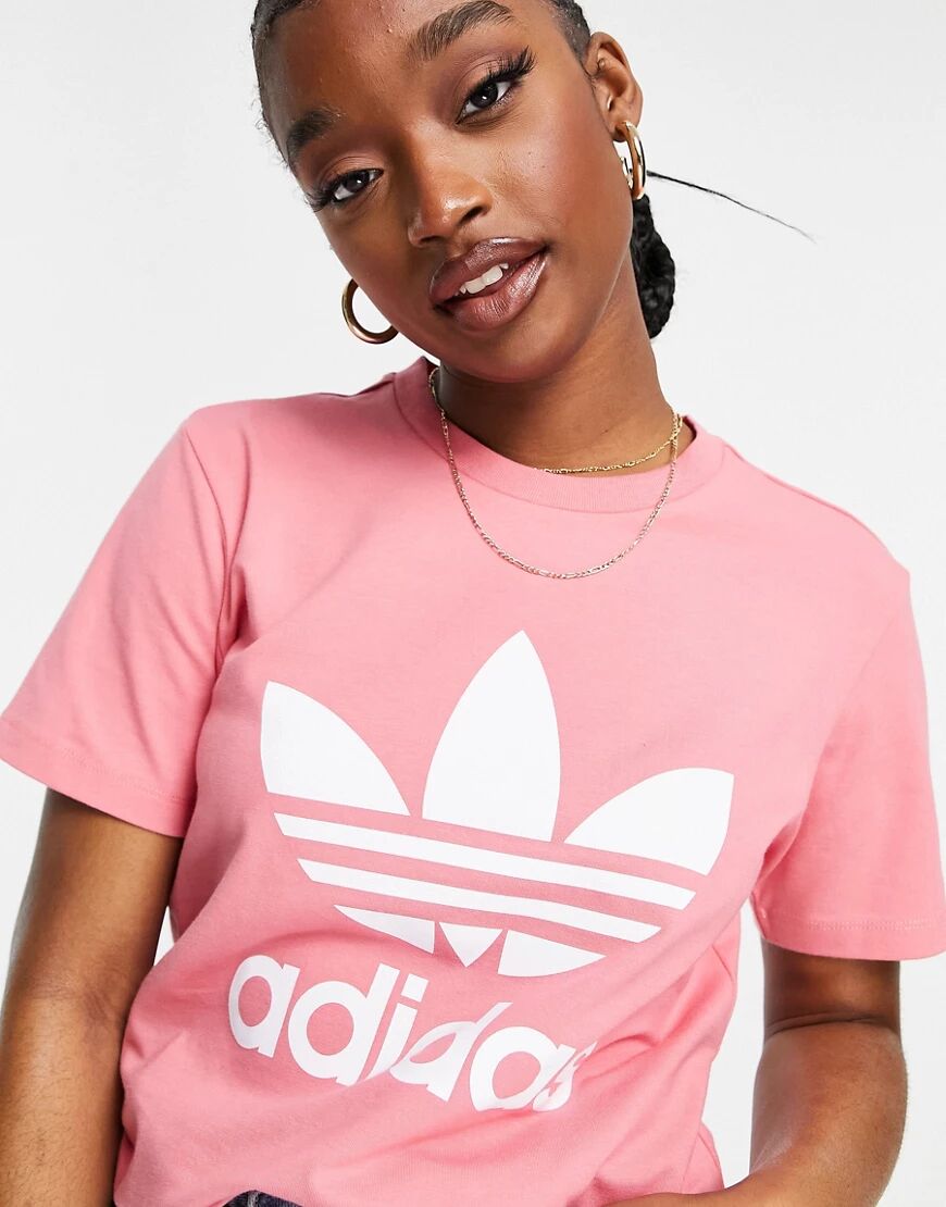 adidas Originals adicolor large central logo t-shirt in hazy rose-Pink  Pink