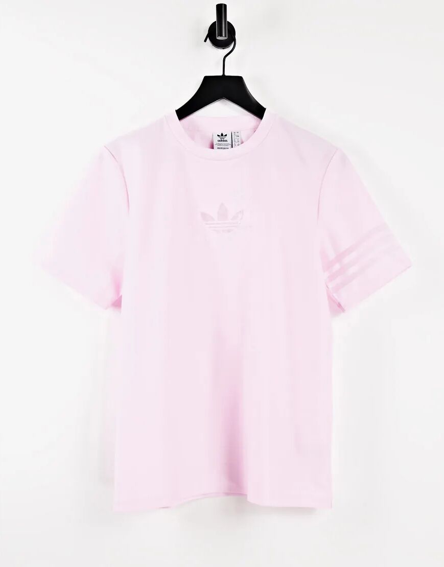 adidas Originals Bellista logo oversized shirt in clear pink with mesh stripes  Pink