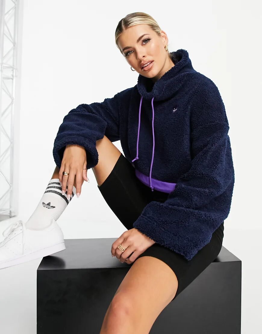 adidas originals cropped fleece sweatshirt in navy  Navy