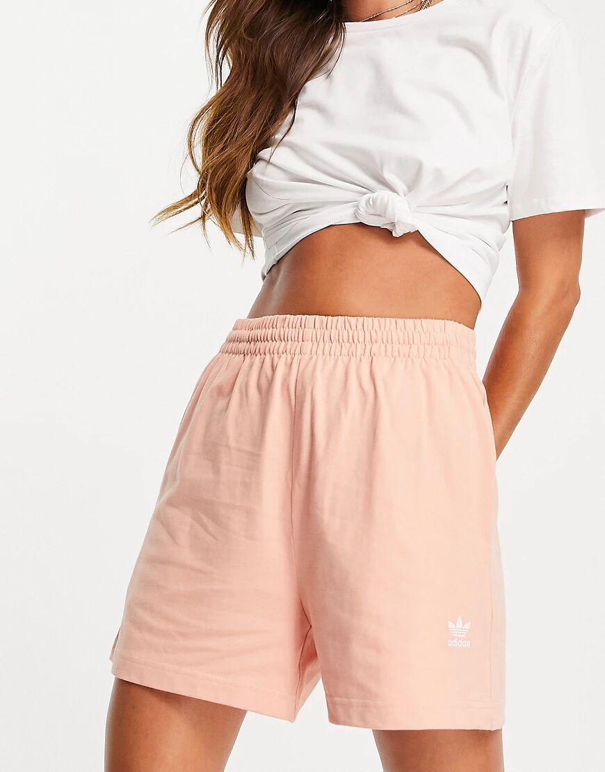 adidas Originals Essentials longer length shorts in blush-Neutral  Neutral