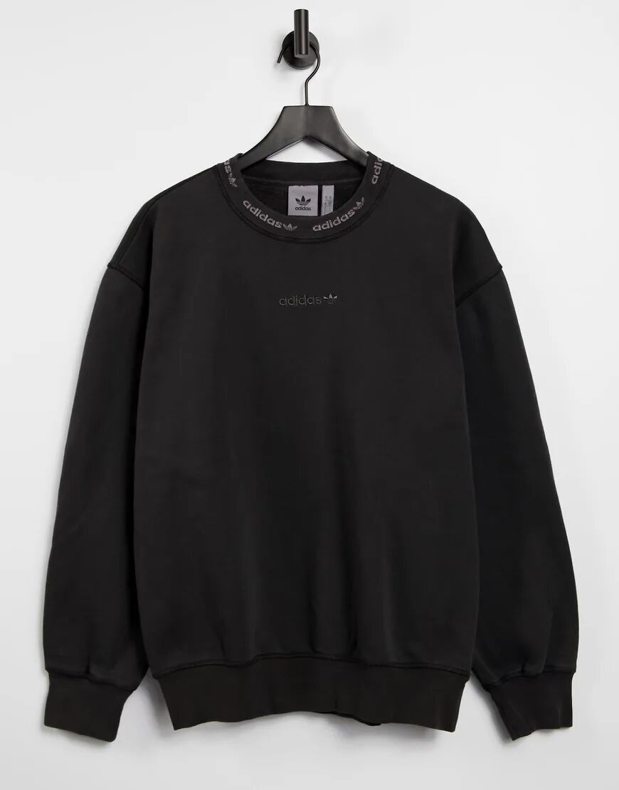 Adidas originals overdye premium rib sweat with embroidered logo in black  Black