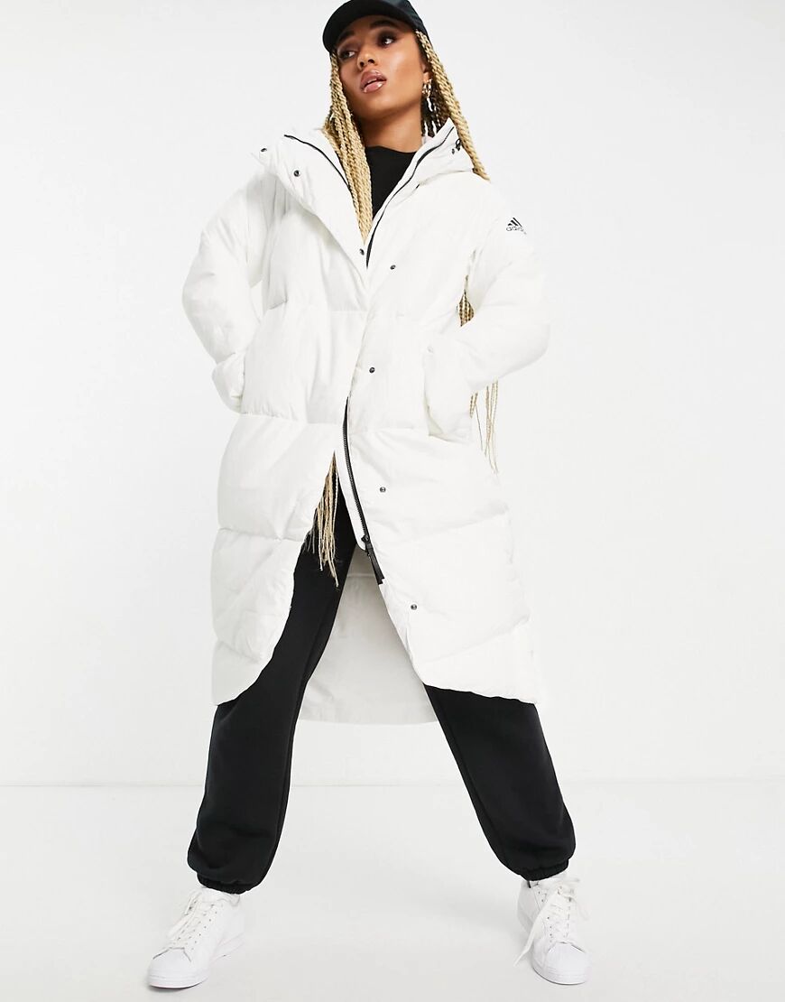 adidas performance adidas Outdoor longline down puffer jacket in white  White