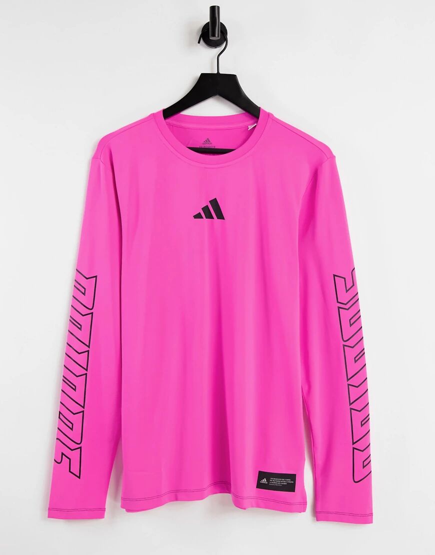 adidas performance adidas Training long sleeve t-shirt in bright pink  Pink