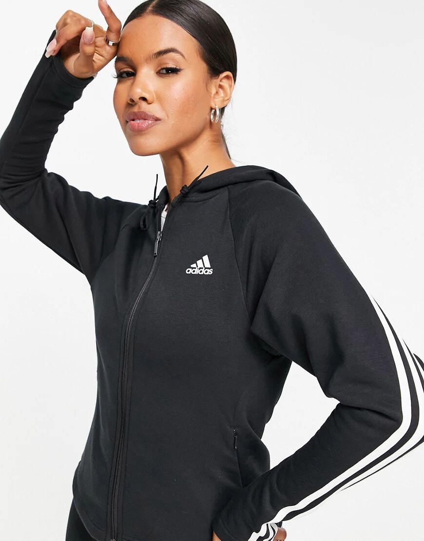 adidas performance adidas Training tracksuit with three stripes in white and black  White