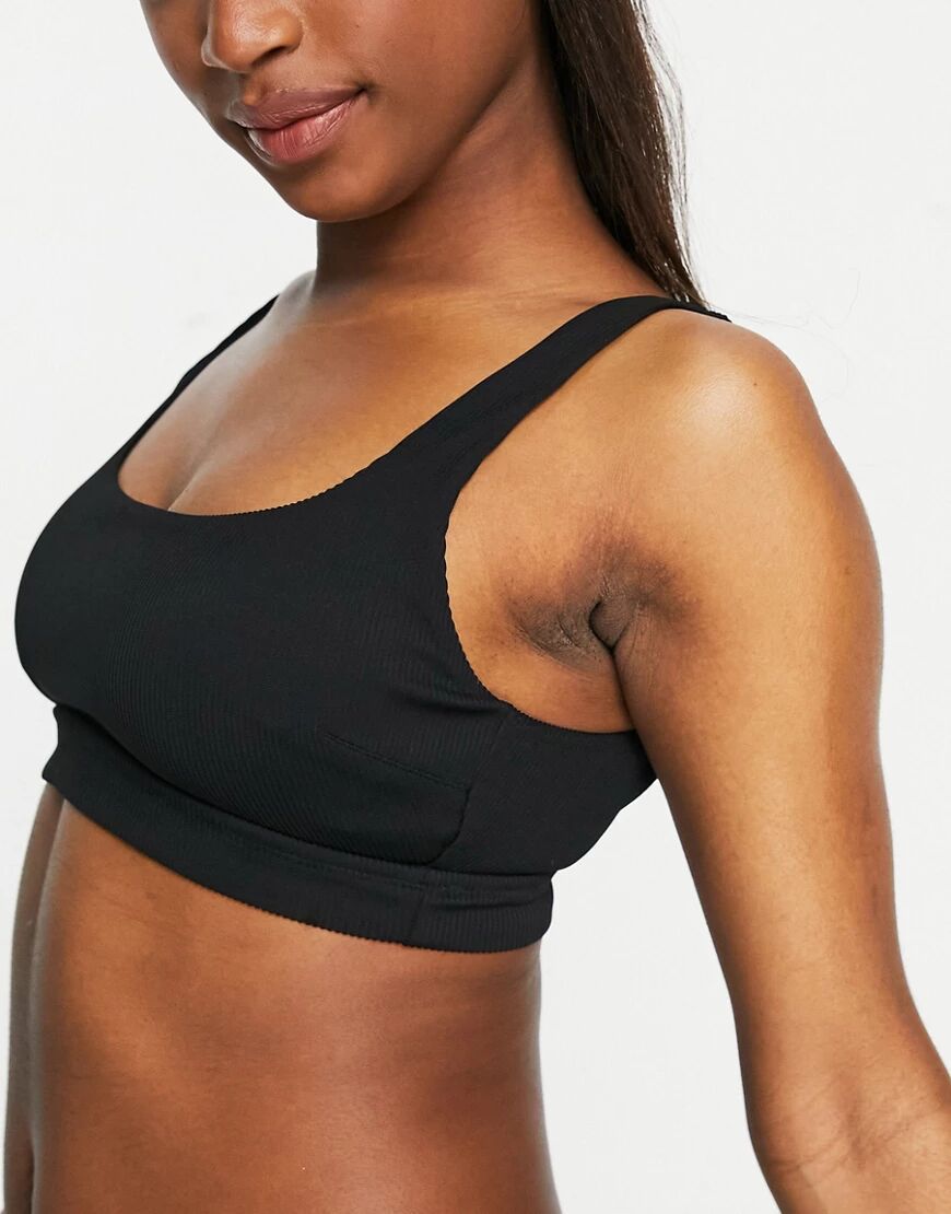 Aerie wide strap scoop bikini top co-ord in black  Black