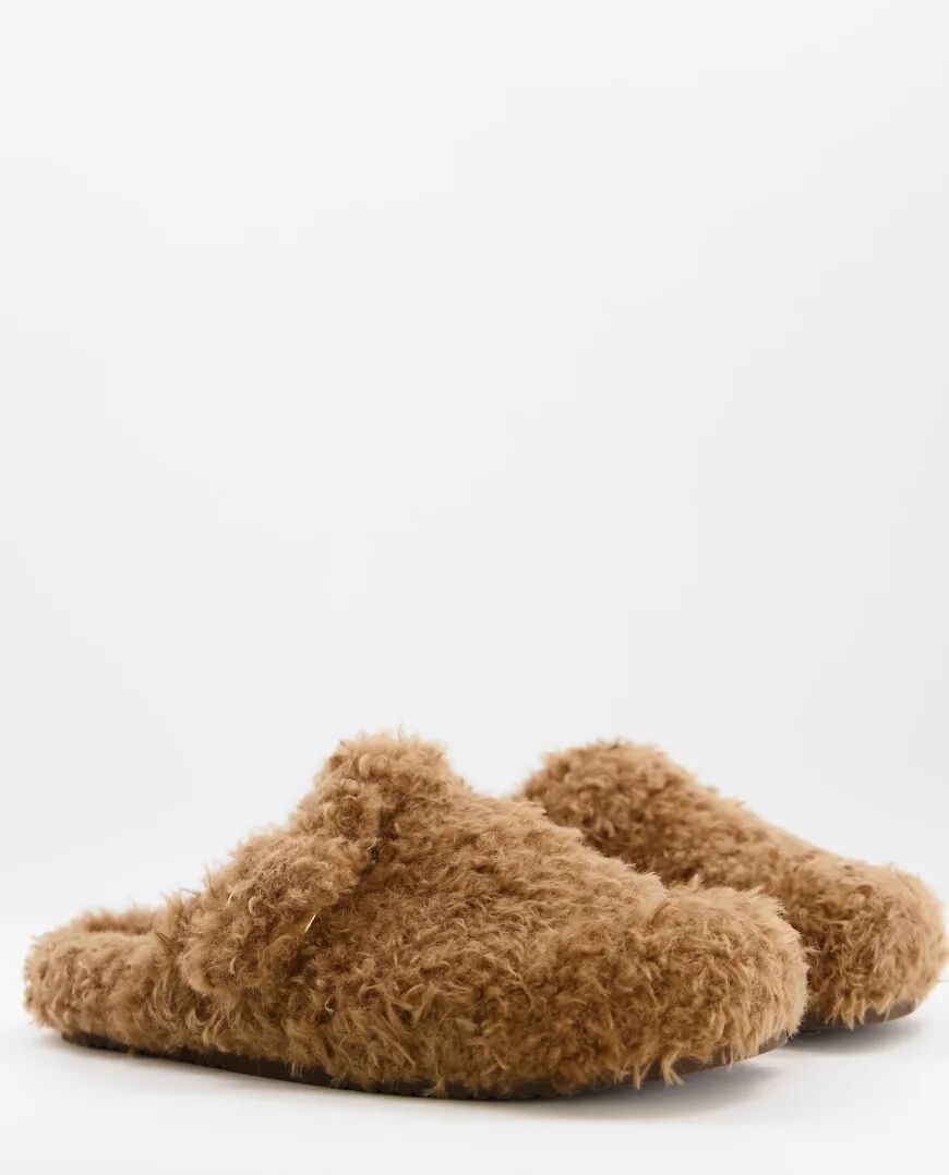 ALDO WFH slip on mules in brown teddy fur  Brown