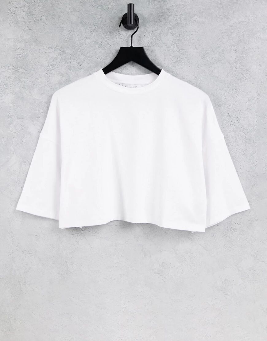 Aligne organic cotton cropped boxy t-shirt in pale white  White