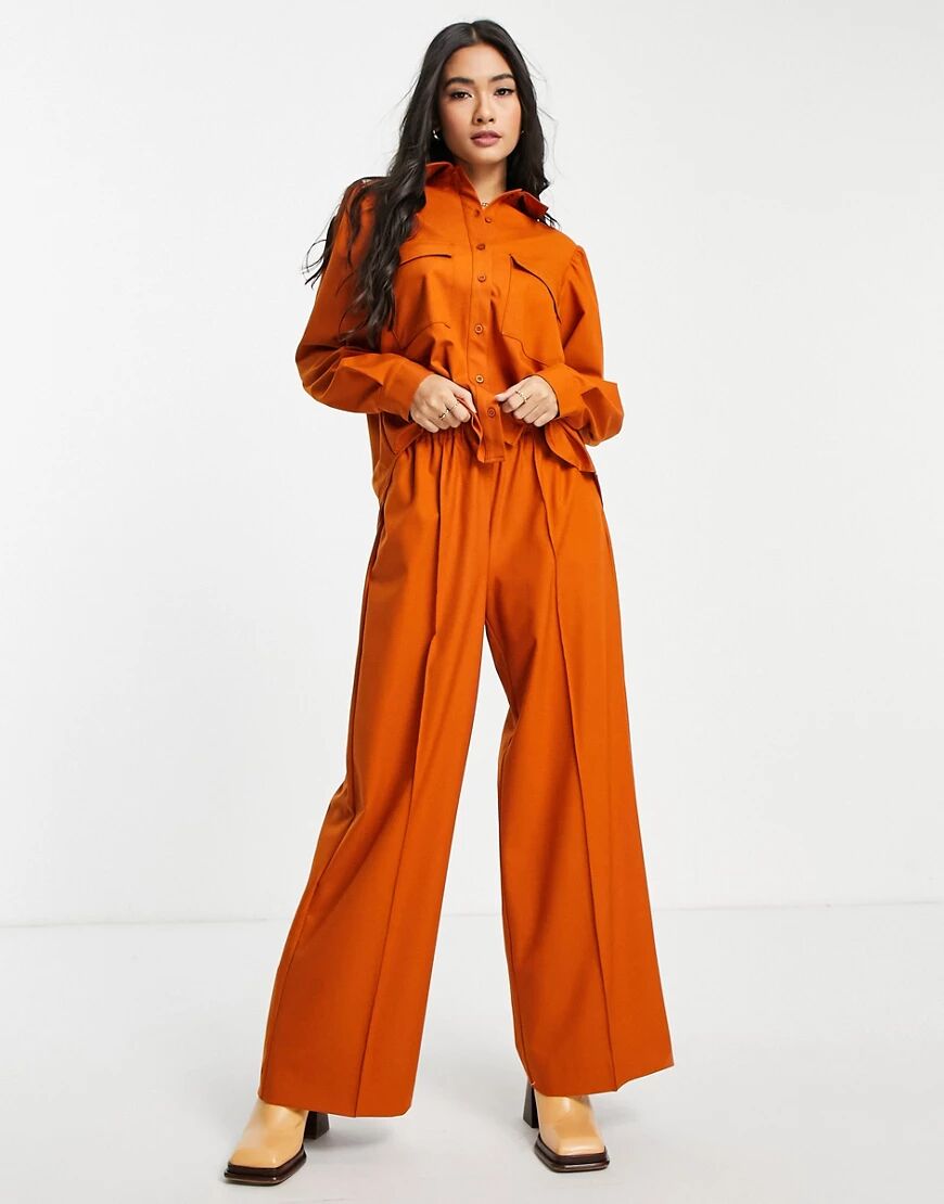 Aligne recycled blend wide leg trouser co-ord in rust-Copper  Copper